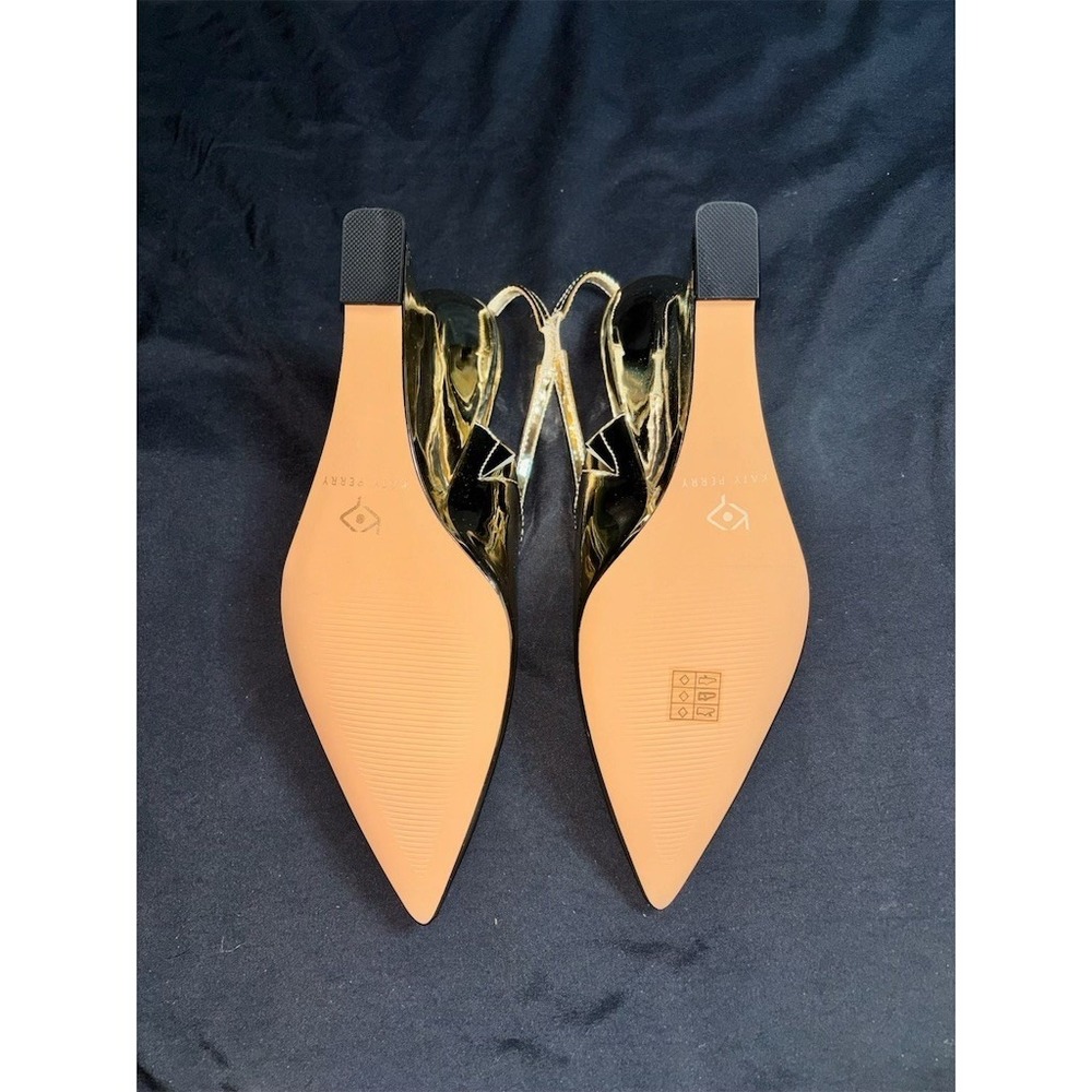 Katy Perry Trendy Gurl Slingback Wedge Heels Gold Pointed Toe champagne 7.5 glam - Picture 4 of 7